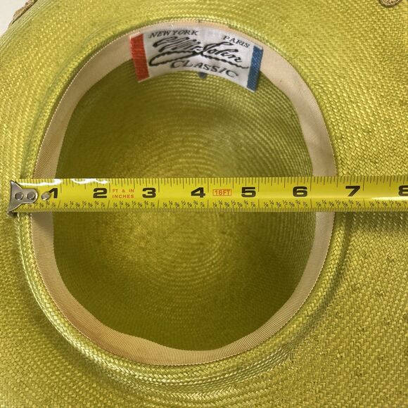 Mr John Vintage Hat 1980s style wide brim green gold white trim Flawed stained main image 5